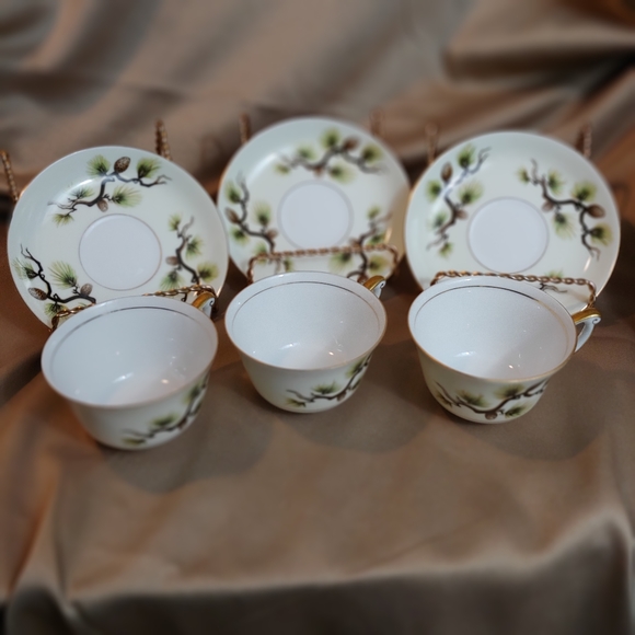 NARUMI SHASTA PINE 1958 TEA CUP & SAUCER LOT OF 3 - Picture 3 of 8